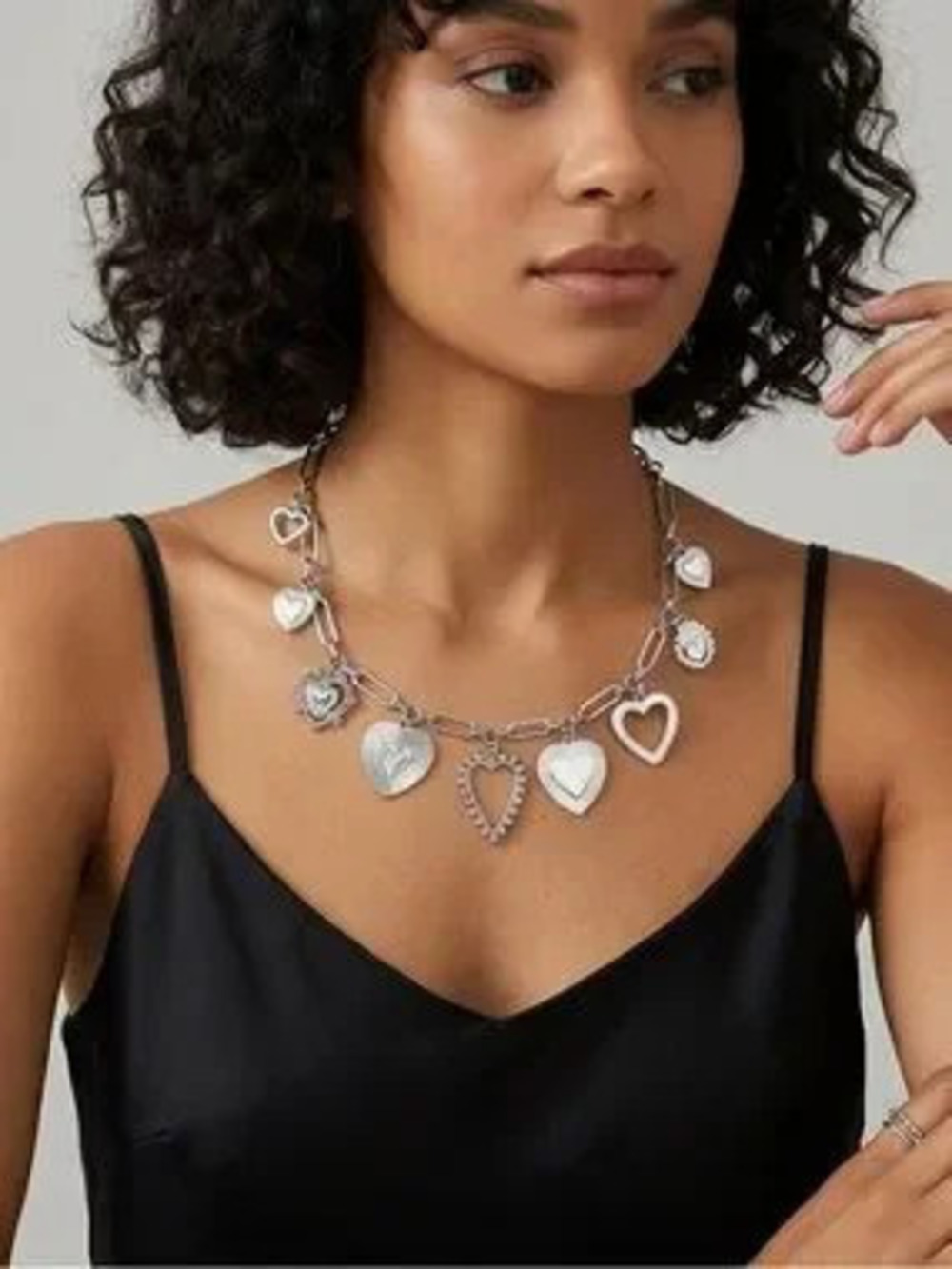 Silver Hearts Vintage Charm Necklace